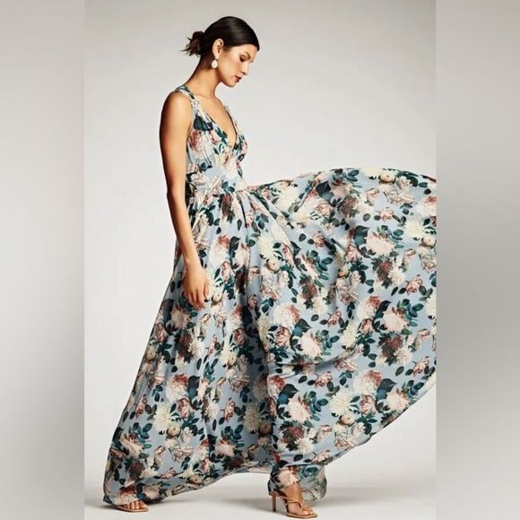 Sachin + Babi Blue Gray V-Neck Sleeveless Maxi Sundress - Picture 4 of 5